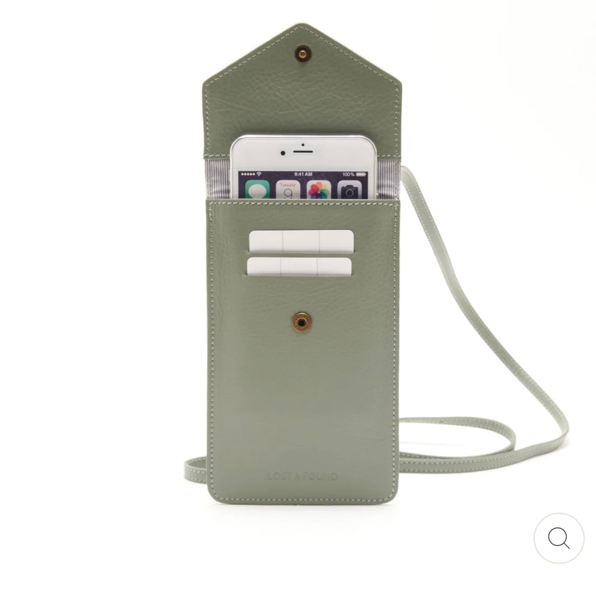 Sacoche téléphone avec poche zippée menthe