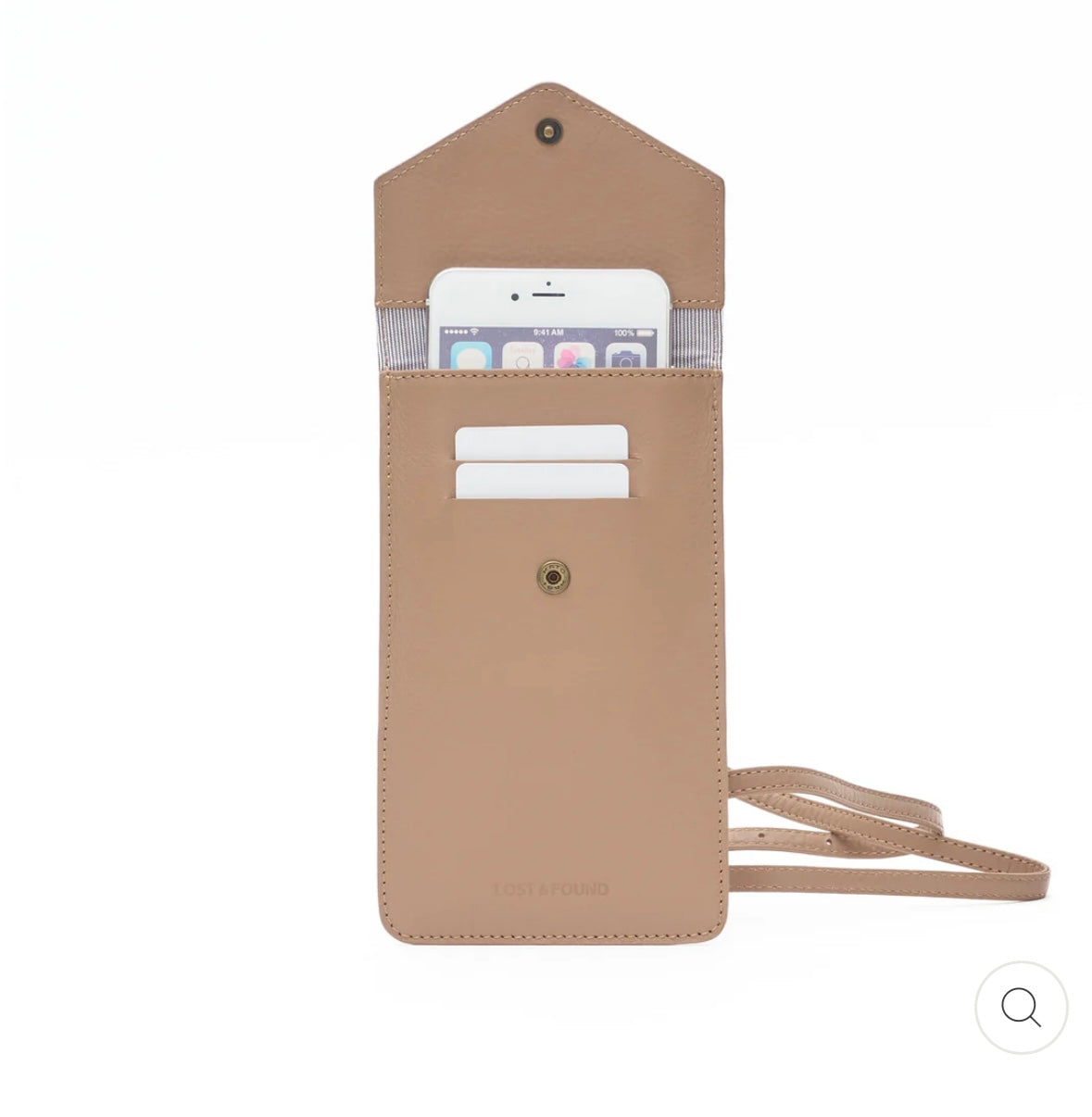 Sacoche téléphone avec poche zippée sable