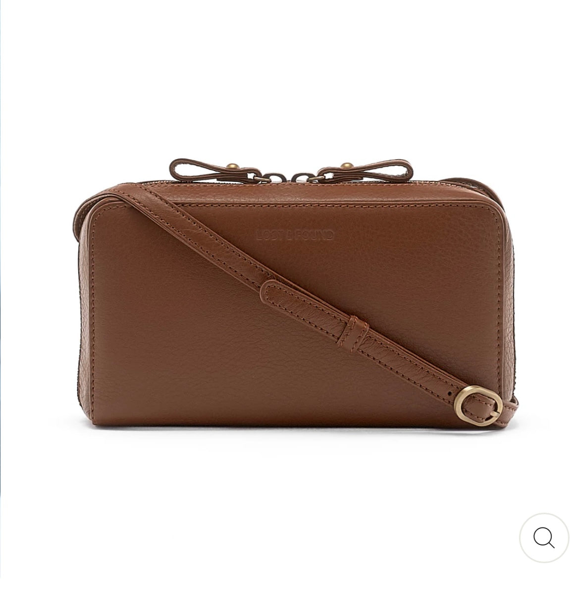 Portefeuille à bandoulière rond sable